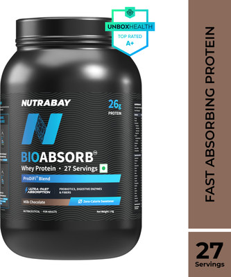 Nutrabay BioAbsorb Whey Protein | India's 1st Fast Absorbing Whey with ProDiFi Blend Whey Protein(1000 g, Milk Chocolate)