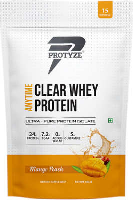 Protyze Anytime Clear Whey Isolate 15 serving Whey Protein(480 g, Mango Peach)
