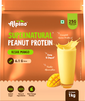 ALPINO Supernatural Peanut Protein Powder Kesar Mango Plant-Based Protein(1 kg, Kesar Mango)