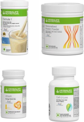 HERBALIFE COMBO CELL-U-LOSS AND FORMULA 1 Chocolate , PP Powder 200 G , Afresh - Lemon Protein Shake(400 g, kulfi aur lemon)