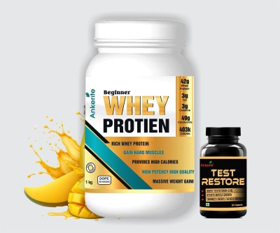 Ankerite Beginner whey protein|Testrestore (testosterone Booster) Combo Weight Gainers/Mass Gainers(1 kg, MANGO)