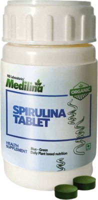 Medilina Organic Spirulina Tablets - 120 Tablets (500 Mg each) Plant-Based Protein(60 g, Natural)