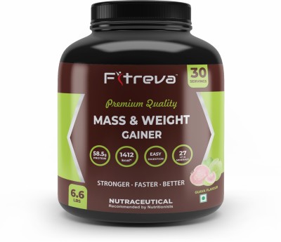 Fitreva Mass & Weight Gainer with 58.5g Protein, 27 Vitamin & Minerals for Strong Muscle Weight Gainers/Mass Gainers(3 kg, Guava)