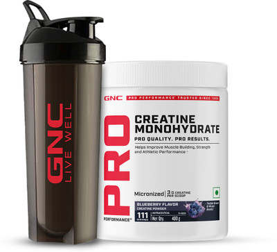 GNC Creatine Monohydrate With Black Shaker (750ml) Creatine(400 g, Blueberry)