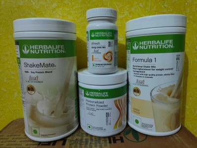 HERBALIFE WEIGHT LOSS COMBO VANILLA SHAKE AFRESH PEACH & PARTEIN POWDER 200GM SHAKE MATE Protein Shake(4 pounds, vanilla)