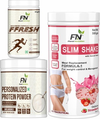 Floral Nutrition Weight Loss Combo Formula-1, FFresh Lemon & 200gm Personalized Protein Powder Protein Shake(750 g, Strawberry,Unfalvoured,Lemon)