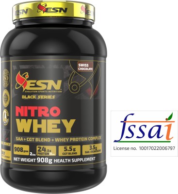 ESN (Evolution Sports Nutrition) Nitro Whey, 24.5g Protein, 5.5g creatine, Increase strength & performance Whey Protein(2 L, Swiss Chocolate)