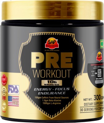 SAP Nutrition Pre Workout Supplement For Energy, Focus and Endurance L- Arginine, Beta-Alanine Pre Workout(300 g, NA)