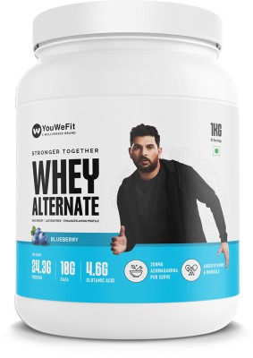 YouWeFit Whey Alternate (1kg) | Blueberry | 24g Protein, 5g BCAA | No Bloating Plant-Based Protein(1 kg, Blueberry)