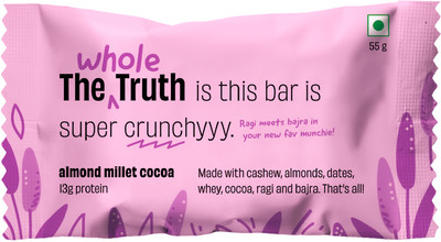The Whole Truth Almond Millet Cocoa I 13g Protein Bar | Pack of 6 x 55g Whey Protein(330 g, Almond Millet Cocoa)