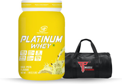 Muscle Performance Platinum Whey Protein Powder Kaju Pista (1Kg ) With (Gym Bag) Whey Protein(1 kg, Kaju Pista)