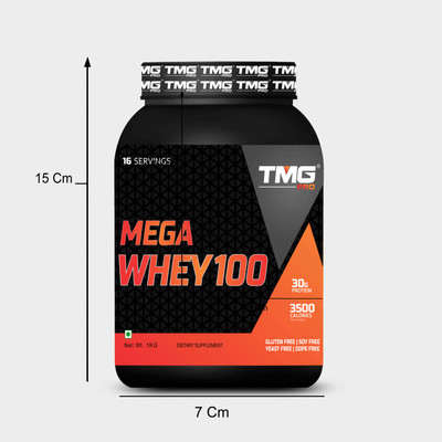 TMGPRO MEGA WHEY 100-1KG Weight Gainers/Mass Gainers(1 kg, VANILLA)
