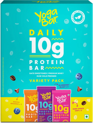 Yogabar 10g Variety Pack, Gluten-Free, Healthy Snacks (Pack of 6 x 50g) Protein Bars(300 g, Assorted)