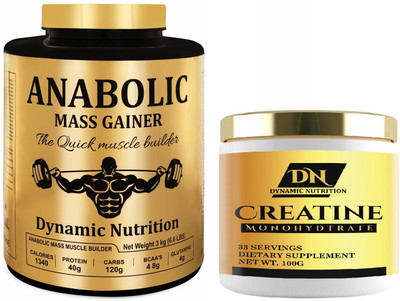 Dynamic Nutrition Anabolic Mass Gainer With High Calories 1340 Free Creatine (6.6Lbs Chocolate) Weight Gainers/Mass Gainers(3 kg, Chocolate)