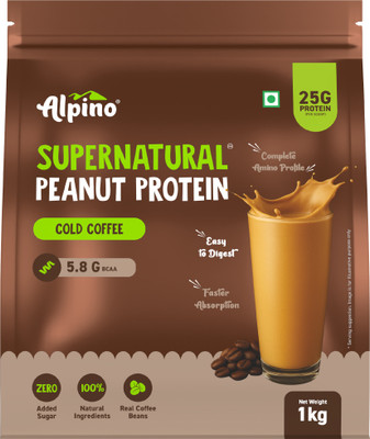 ALPINO Supernatural Peanut Protein Powder Cold Coffee 1kg Plant-Based Protein(1 kg, Cold Coffee)