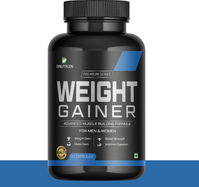 DNUTRIXN Premium Series Weight Gainer |Muscle Building, Improve Digestion, Boost Strength Weight Gainers/Mass Gainers(60 Capsules, Unflavoured)