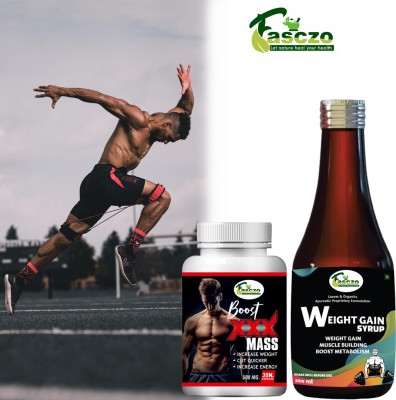 Fasczo Boost 3X Weight Gain Capsule [30] & Weight Gain Syrup Combo / Protein Supplement Whey Protein(200 ml, No Flavour)