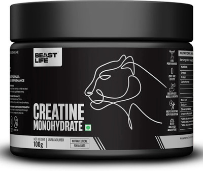 BeastLife Super Micronized Creatine Monohydrate Unflavoured 100g | NABL Lab Tested Creatine(100 g, Unflavoured)
