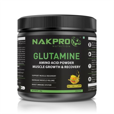 Nakpro Glutamine Supplement Powder JAR | Muscle Growth & Recovery Glutamine(250 g, Fruit Punch)