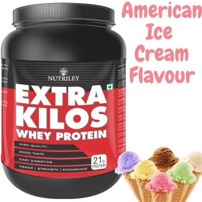 NUTRILEY Extra Kilos - Body Weight / Muscle Gainer Whey Protein Supplement Protein 1 KG Weight Gainers/Mass Gainers(1 kg, American Ice Cream Flavour)