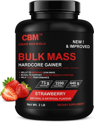 CREATE BULK MUSCLE Bulk Mass 2lb Strawberry Weight Gainers/Mass Gainers(2 pounds, Strawberry)