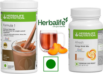 HERBALIFE Formula 1 Shake Mix 500g Afresh Energy Drink 50g Mix Protein Shake(550 g, Chocolate Cinnamon)