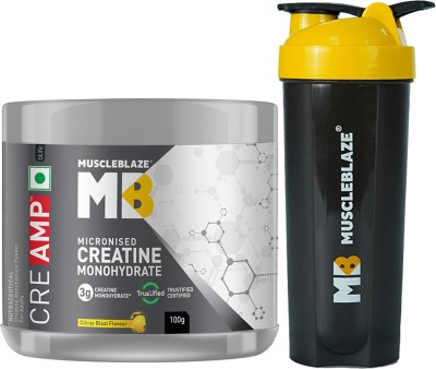 MUSCLEBLAZE Creatine Monohydrate CreAMP™ with CreAbsorb™, Trustified Certified with Shaker Creatine(100 g, Citrus Blast)