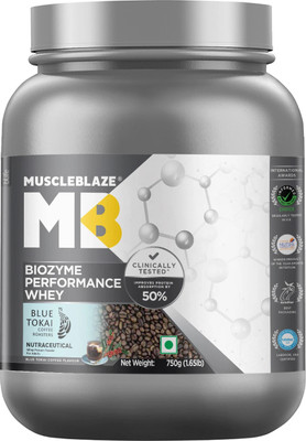 MUSCLEBLAZE Biozyme Performance Whey Protein Powder, 25g Protein Per Scoop Whey Protein(750 g, Blue Tokai Coffee)