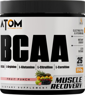 AS-IT-IS Nutrition ATOM BCAA 250g with L-arginine, L-Carnitine, L-Citrulline Fruit Punch Flavor BCAA(250 g, Fruit Punch)