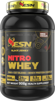 ESN (Evolution Sports Nutrition) Nitro Whey, 24.5g Protein, 5.5g creatine, Increase strength & performance Whey Protein(908 g, Chocolate)