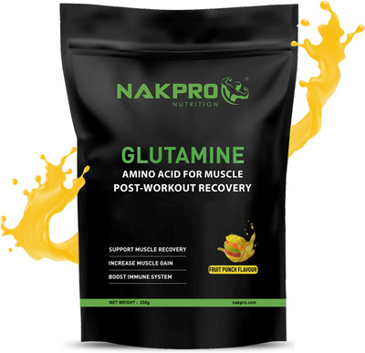 Nakpro L-Glutamine Powder ,Post Workout Muscle Recovery & Healthy Immune Supplement Glutamine(250 g, Fruit Punch)