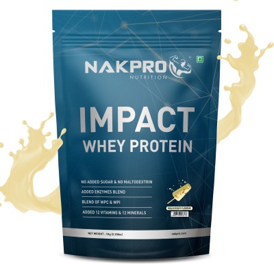 Nakpro Impact | Blend of Isolate, Concentrate & Milk Solid with Digestive Enzymes Whey Protein(1 kg, Malai Kulfi)