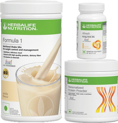 HERBALIFE Nutrition formula 1 Vanilla500g+ Protein powder 200g + Afresh Ginger 50g Combo Plant-Based Protein(750 g, Vanilla, Plain, Ginger)