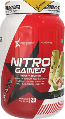 BIG ROCK NUTRITION Nitro Weight Gainer|Muscle Growth Supplement | Low-Fat Protein Weight Gainers/Mass Gainers(1 kg, Kesar Pista Kulfi)