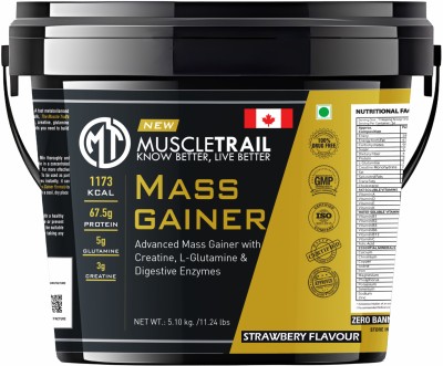 Muscle Trail Advanced Mass Gainer with L-Glutamine & Digestive Enzymes Weight Gainers/Mass Gainers(5.1 kg, Strawberry)