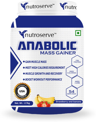nutroserve ANABOLIC Mass Gainers post workout, Intra workout Weight Gainers/Mass Gainers(2.7 kg, Strawberry & Banana)