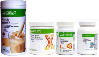 HERBALIFE FORMULA1 VANILLA + PROTEIN 200 GRAM + AFRESH PEACH + FORMULA 2 Protein Shake(0.85 kg, VANILLA, PEACH)