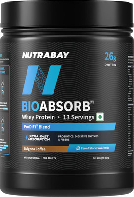 Nutrabay BioAbsorb Whey Protein | India's 1st Fast Absorbing Whey with ProDiFi Blend Whey Protein(500 g, Dalgona Coffee)