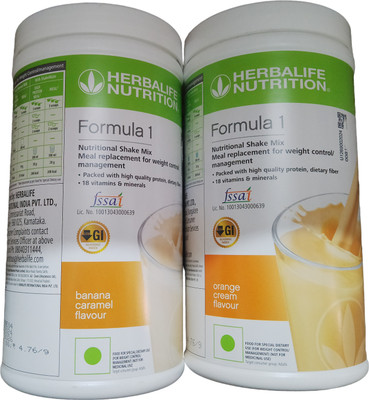 HERBALIFE F1 SHAKE MIX-BANANA AND ORANGE (PACK OF 2) Protein Shake(1000 g, BANANA, ORANGE)