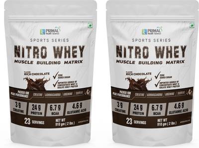 PRIMAL HEALTH SCIENCE Nitro Whey Protein Powder 24g Protein 3 gm Creatine Ashwagandha Arginine Taurine Protein Shake