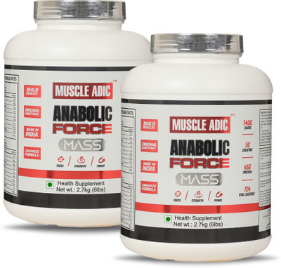 MUSCLEADIC Anabolic Mass Gainer High Protein Powder Combo Pack Of 2 (6+6lbs) Weight Gainers/Mass Gainers(5.4 kg, CHOCOLATE) MUSCLEADIC Anabolic Mass Gainer High Protein Powder Combo Pack Of 2 (6+6lbs) Weight Gainers/Mass Gainers(5.4 kg, CHOCOLATE)