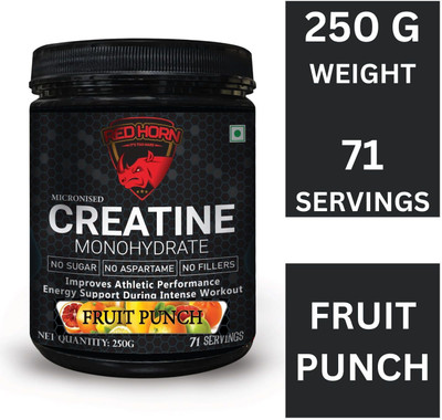 red horn Micronised Creatine Powder Monohydrate |71 Servings, 3g Creatine(250 g, Fruit Punch)