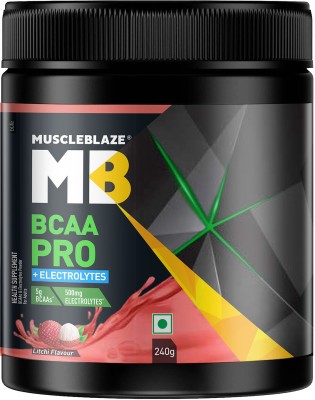 MUSCLEBLAZE BCAA Pro + Electrolytes, Intra Workout with 5 g Vegan BCAAs & 500mg Electrolytes BCAA(240 g, Litchi)