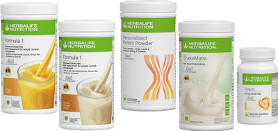 HERBALIFE Formula 1 Shake Mix- Banana And Mango Afresh Energy Protein-400g ,Shakemate Protein Shake(1950 g, Lemon)