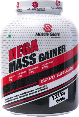 Muscle Gears Mega Mass Gainer 5LBS Weight Gainers/Mass Gainers(2.2 kg, Cookies & Cream)
