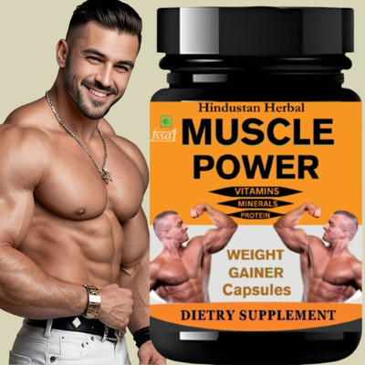 hindustan herbal Muscle Power Gainer for Muscle Building & Muscle Weight Gainers/Mass Gainers(30 Capsules, No Flavored)