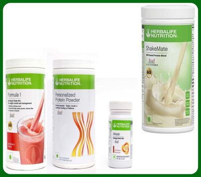 Herbal Nutrition Life FORMULA-1SHAKE STRAWBERRY-+PROTEIN POWDER -400 +AFRESH -CINNAMON-50- +SHAKEMATE Protein Shake(1450 g, STRAWBERRY-500, AFRESH -CINNAMON- 50, PROTEIN POWDER - 400, SHAKEMATE VANILLA -500)