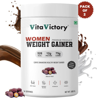 Vita Victory for Women Muscle Growth & Body Toning with AGUAJE FRUIT Weight Gainers/Mass Gainers(1 kg, Belgian Chocolate)