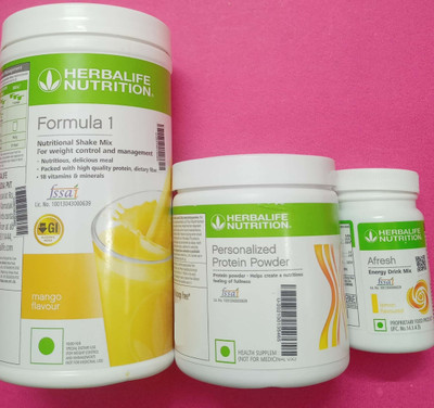 HERBALIFE Formula 1 Mango + Protein Powder 200 G+ Afresh - Lemon Drink Protein Shake(750 g, MANGO LEMON 4)