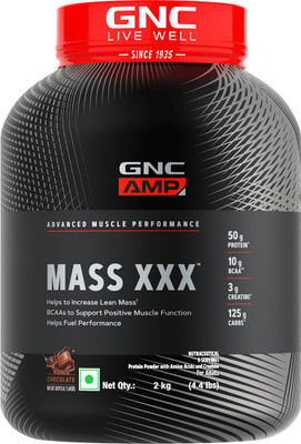 GNC AMP Amplified Mass XXX with Branched Chain Amino Acids & Creatine Weight Gainers/Mass Gainers(2 kg, Chocolate)